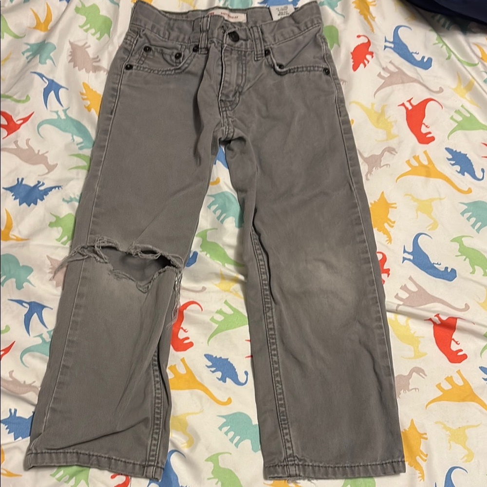Kids Levi Distressed Gray Jeans